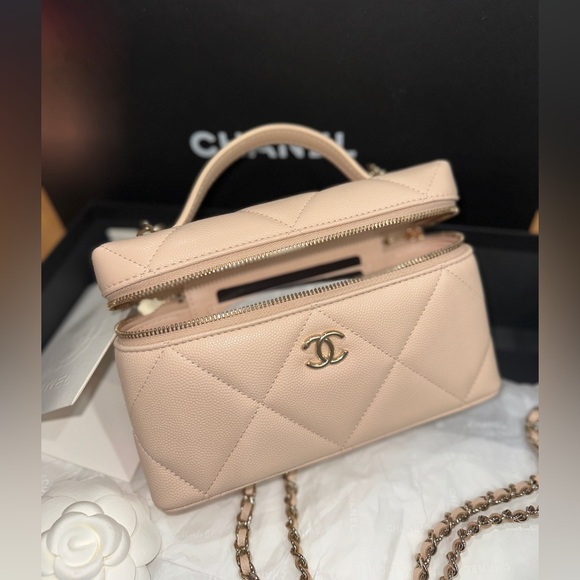 CHANEL LP Vanity Top Handle w Chain in Beige Caviar - Picture 4 of 5